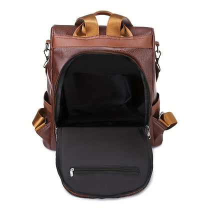 Women's Backpack Burgundy/Black - Adjustable Shoulder Straps & Golden-Tone Hardware, Heavy-Duty Zipper Closure, Golden-Tipped Back Panel (No Hardware Visible),, Travel Handbag (Coffee Brown, Burgundy, Black) - PU