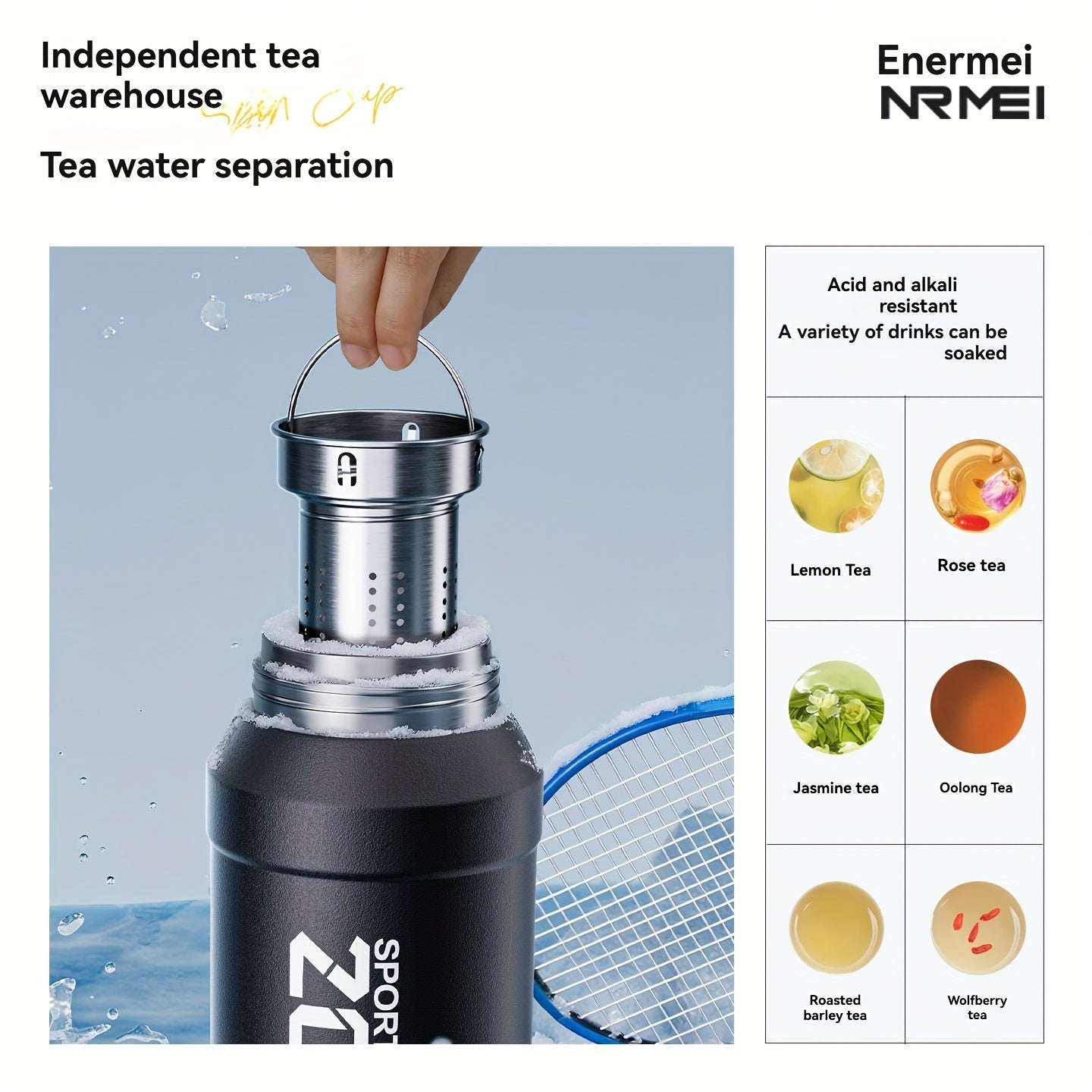 NRMEI Insulated Water Bottle with Straw, Double-Wall Vacuum Stainless Steel Thermos with Handle, Perfect for Sports and Gym Use