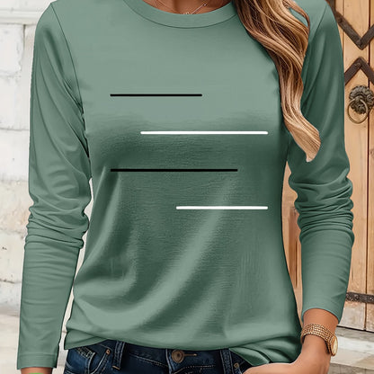 Simple Black and White Parallel Stripe Pattern Print T-Shirt, Suitable for Family Travel, Vacation, Casual, Parent- Matching Tee 9734