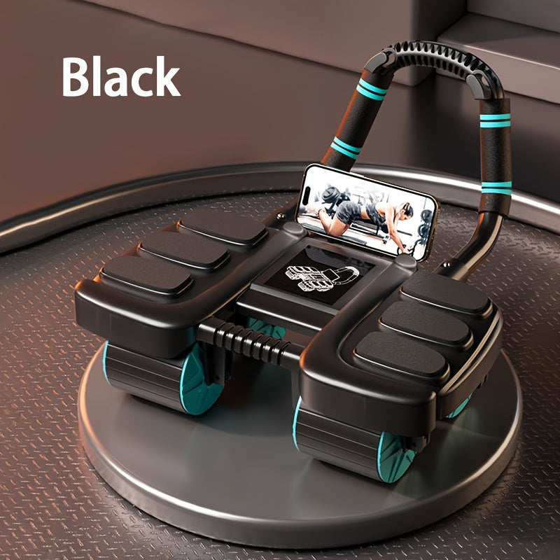 Lingpeng Smart Ab Roller with Automatic Rebound - 4-Wheel Core Strength Trainer & Elbow Support Pad, Durable PP/TPE Material, Ideal for Home Fitness, Lingpeng