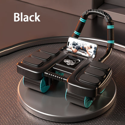 Lingpeng Smart Ab Roller with Automatic Rebound - 4-Wheel Core Strength Trainer & Elbow Support Pad, Durable PP/TPE Material, Ideal for Home Fitness, Lingpeng