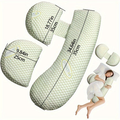 Maternity Belly Pillow for Pregnancy - H-Shape & C-Shaped Support (Cushion Converts!) - Back, Belly Button-Facing Design, Soft Comfort for Side/Back Sleepers, Prenatal & Postpartum Use - Ideal for Women's Pregnancy