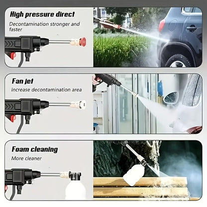 Portable charging car wash tool, freeing from the restriction of water tap, can be used as long as there is a water source. Powerful, suitable for car washing, garden watering, home floor cleaning, and extremely convenient fo