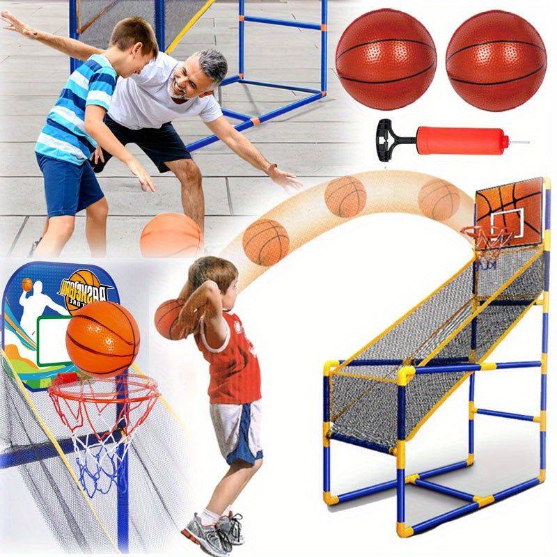 Kids Arcade Basketball Hoop with 3 Balls, Indoor Outdoor Single Shot Basketball Game, Carnival Games Sport Toys Gifts for Boys Girls Ages 3-8 Years Old, Ideal for Competition, Pump Included