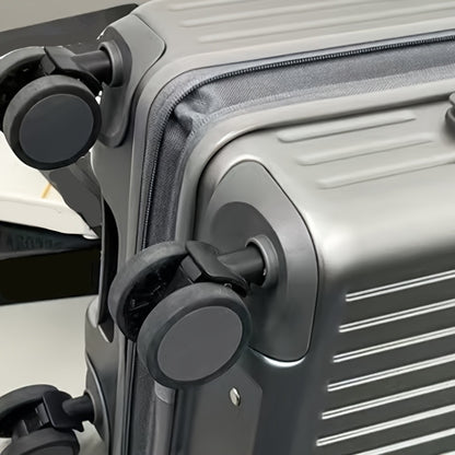 Hard Shell Spinner Luggage, Front Opening, Telescopic Handle, Durable ABS+PC Material, TSA Lock, Cup Holder, Shock Absorbing Wheels, Iron Pull Handle, No Electricity Required, No Print, for Travel