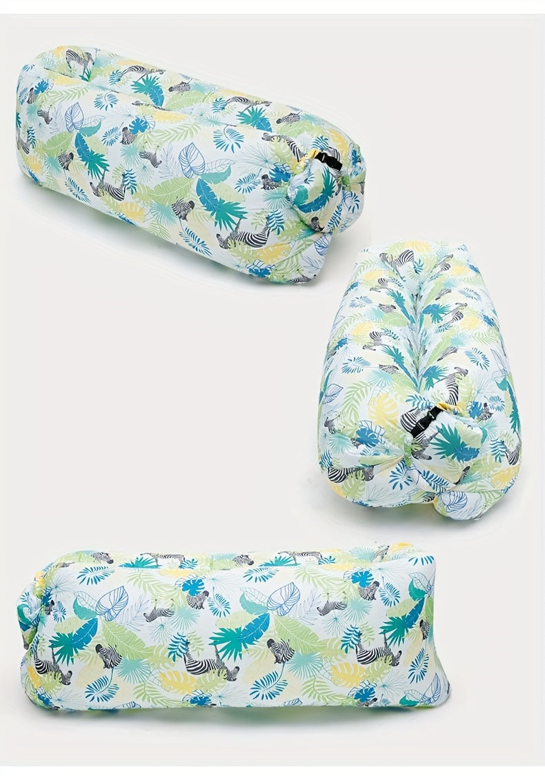 1pc Large Inflatable Sofa Chair - Heavy-Duty Oxford Fabric Portable Air Bed/Seat, Foldable Self-Inflating Couch for Adults &, No Needed, Ideal for Camping, Beach, Music Festivals, Backyard (Takes Air from Mouth, Chaise Pliant