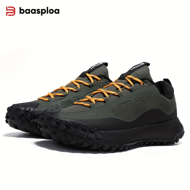 BAASPLOA Men'S All-Season Hiking & Outdoor Walking Shoes - Casual Lace-Up Camp Sneakers, Solid Fabric Upper, Breathable Inner, Non-Slip MD Sole, Low Top, for Daily Leisure Activities