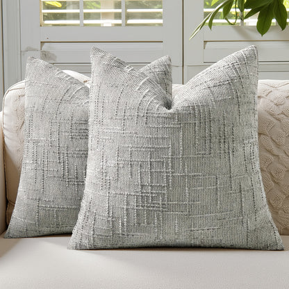 2pcs, Chenille Throw Pillow Covers Set of 2 Thick Textured Slubby Couch Pillow Covers Farmhouse Accent Modern Neutral Decorative Pillow Cases for Bed Sofa, Living Room, Machine Washable