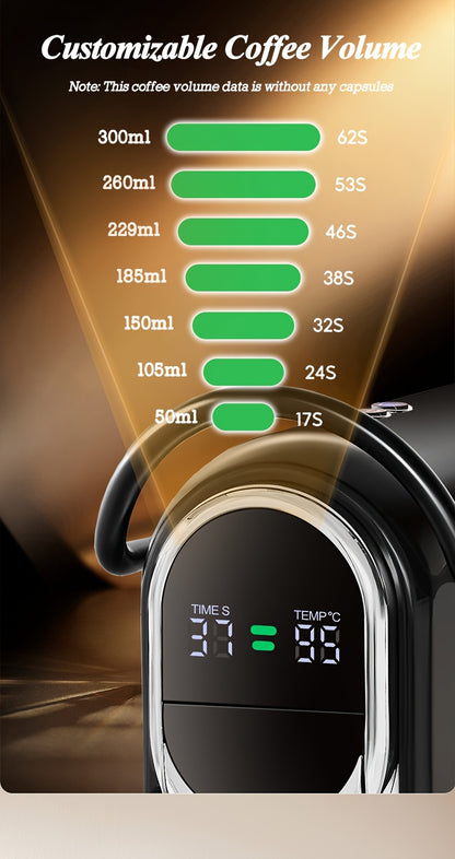 CAFELFFE 4-in-1 Capsule Coffee Machine | 19 Bar Espresso Maker | Smart Temp Control & 7 Preset Brewing Times | Compatible with Nes/DG/ Capsules Ground Coffee/ESEpod | Premium Gift Set for Coffee Lovers & Family, Automatic Esp