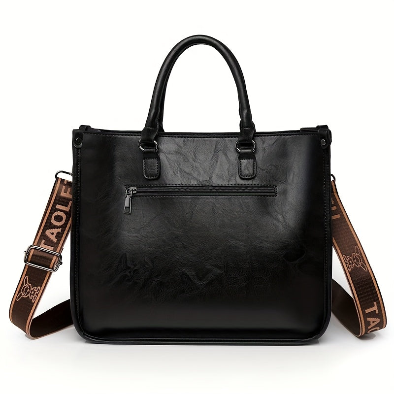 Stylish Brown Tote with Golden-Tone Hardware - Large Capacity, Detachable Shoulder Strap, Perfect for Work, Travel, And Everyday Use, Travel Tote | Sleek Tote Design | Durable