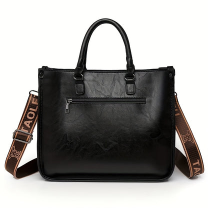 Stylish Brown Tote with Golden-Tone Hardware - Large Capacity, Detachable Shoulder Strap, Perfect for Work, Travel, And Everyday Use, Travel Tote | Sleek Tote Design | Durable