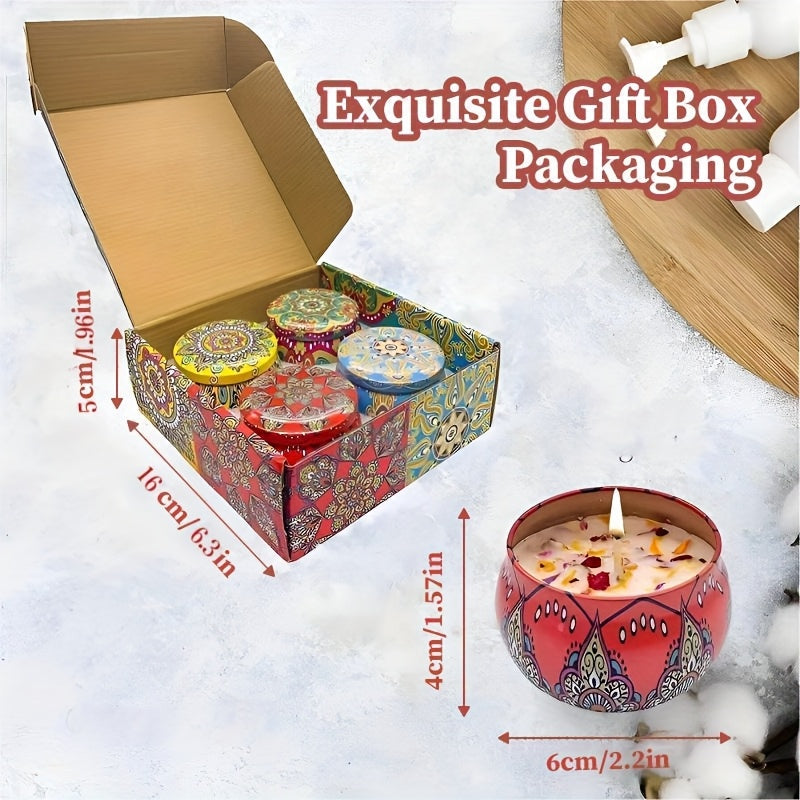 4pcs of fragrant candle set (4 kinds of fragrance types: jasmine, sandalwood, Small Canglan, Rose) cans are random. Candles, Bathing, Yoga, and Holiday Gifts, Mother's Day Gift