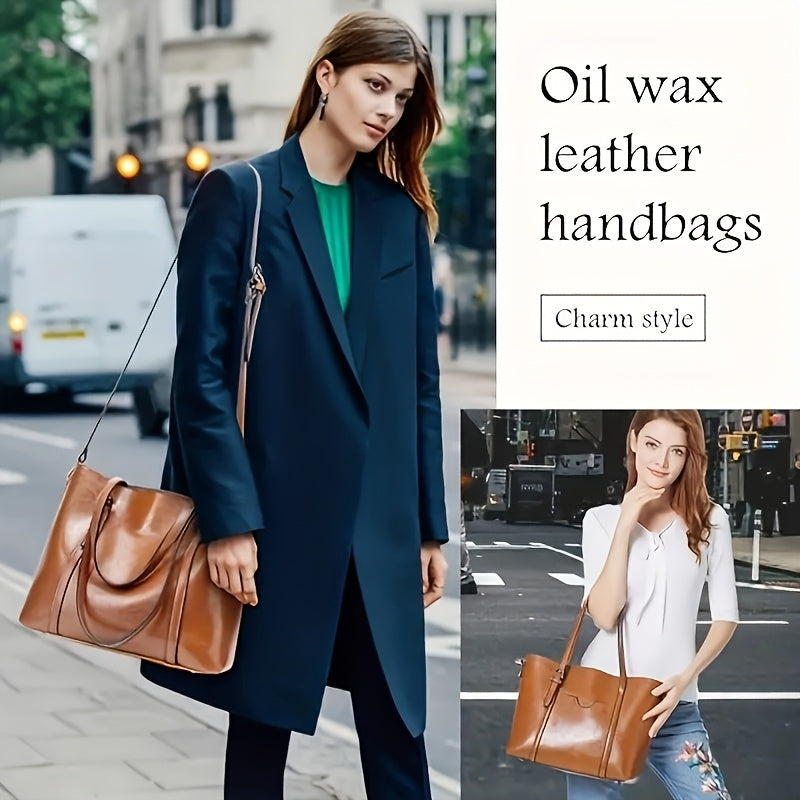 Large Capacity Genuine Genuine Leather Women's handbag with Zipper Closure and Wrist Strap - Durable Top-Grade Genuine Genuine Leather, Suitable for Travel, Business, and Outdoor Activities - Multiple Colors Available