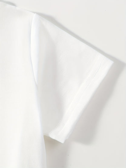 5pcs Solid Color & Striped Round Neck T-shirt Tees Tops Casual Soft Comfortable, Boys And Girls Summer Clothes