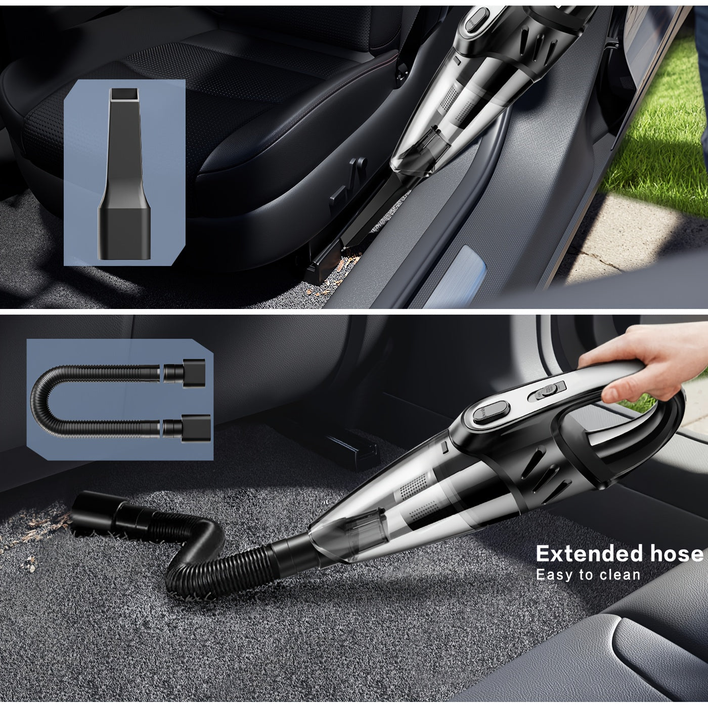 6000PA Car Vacuum Cleaner, Super Suction Power Handheld Vacuum with 2000mAh Battery, Low Noise, Includes 5 Accessories – Ideal for Car Interior Cleaning, Pet Hair Removal & Home Use, Women’s Auto Accessory Gift