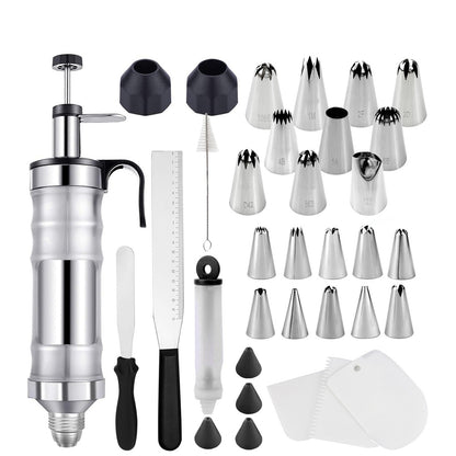 High-Quality Stainless Steel Icing Cream Decorating Kit, 34pcs Cake Decorating Tools Set with 10 Medium Nozzles and 10 Small Nozzles, Including a Graduated Smoothing Scraper, Silicone Writing Pen, Fondant Comb, Cupcake Fillin