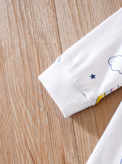 Macacão de manga comprida com gola redonda para bebé com estampado fofo de coala de desenho animado