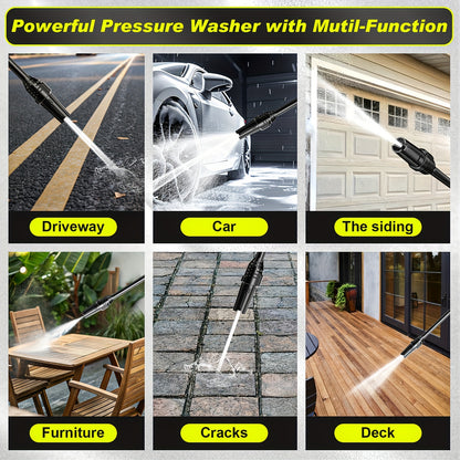 Gisam High-Pressure Washer 2200W 180Bar 480L/H with 8m Hose, Soap Bottle, Foam Nozzle & Lance Gun IPX5 Suitable for Cars/Fences/Gardens/Patios Yellow