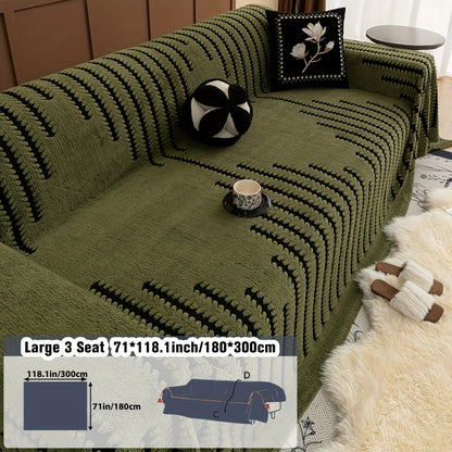 1pc Modern & Striped Sofa Cover - Soft Polyester, Machine Washable, Easy to Fit for 3-Seater, Loveseat, Sectional Sofa, Armchair