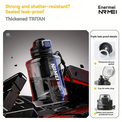 NRMEI 64oz Water Bottle with Time Marker - BPA-Free Half Gallon Hydration Flask, Large Sports Water Bottle with Straw and Lid, Handle, Suitable for Camping & Gym