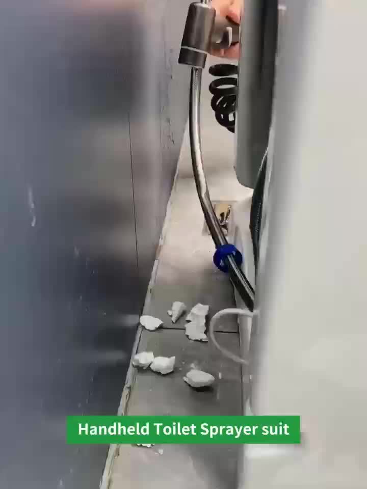 Double control angle valve with one inlet and two outlets, new booster spray gun includes a 2-meter telescopic hose, no-drill bracket. G1/2 interface, easy installation, convenient to use, comes with mounting accessories, no