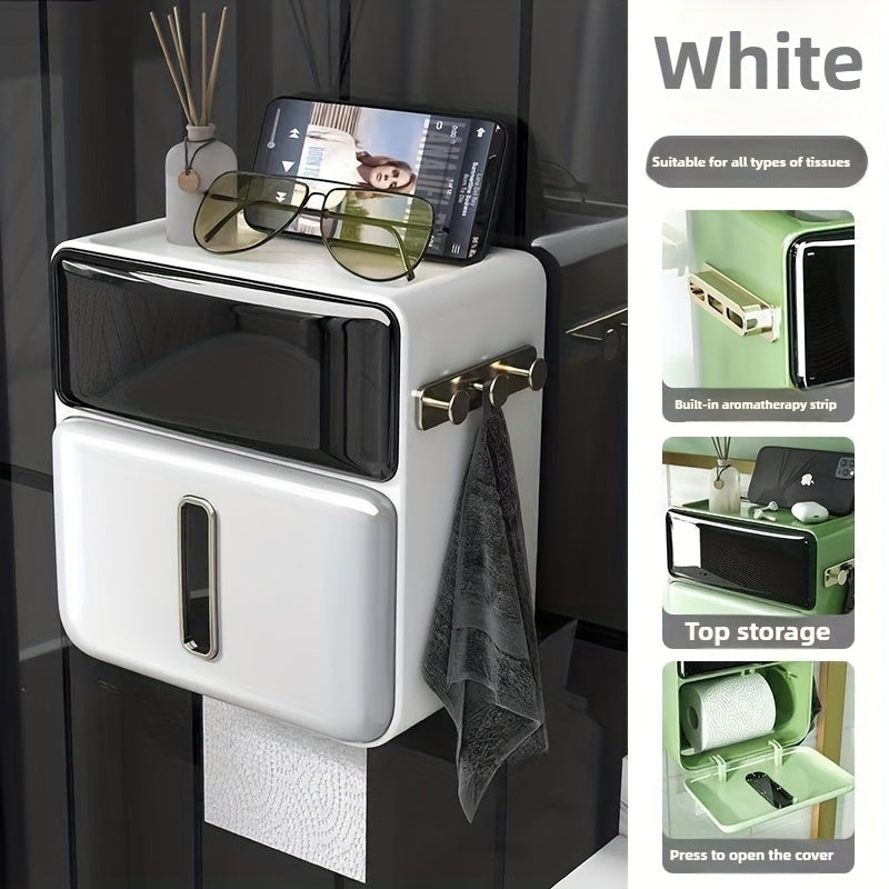 Suporte para Papel Higiénico Autocolante sem Furador com Dispensador One-Touch