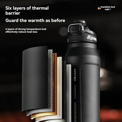 NRMEI Insulated Stainless Steel Water Bottle with Straw, Quick-Open Flip-Top Lid, BPA-Free 304 Stainless Steel & 316 Stainless Steel, Leak-Proof for Sports, Travel, School - Valentine'S Day, Easter, Women'S Day Gift