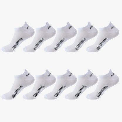 10 Pairs of Unisex No-Show Socks, Combed Cotton Breathable Mesh Casual Athletic Crew, Socks for Work, High Quality Socks for Men, Plus Size Mens Socks, Grippe Socks, Working Socks for Men, Casual Attire, Work Socks, Minimalis