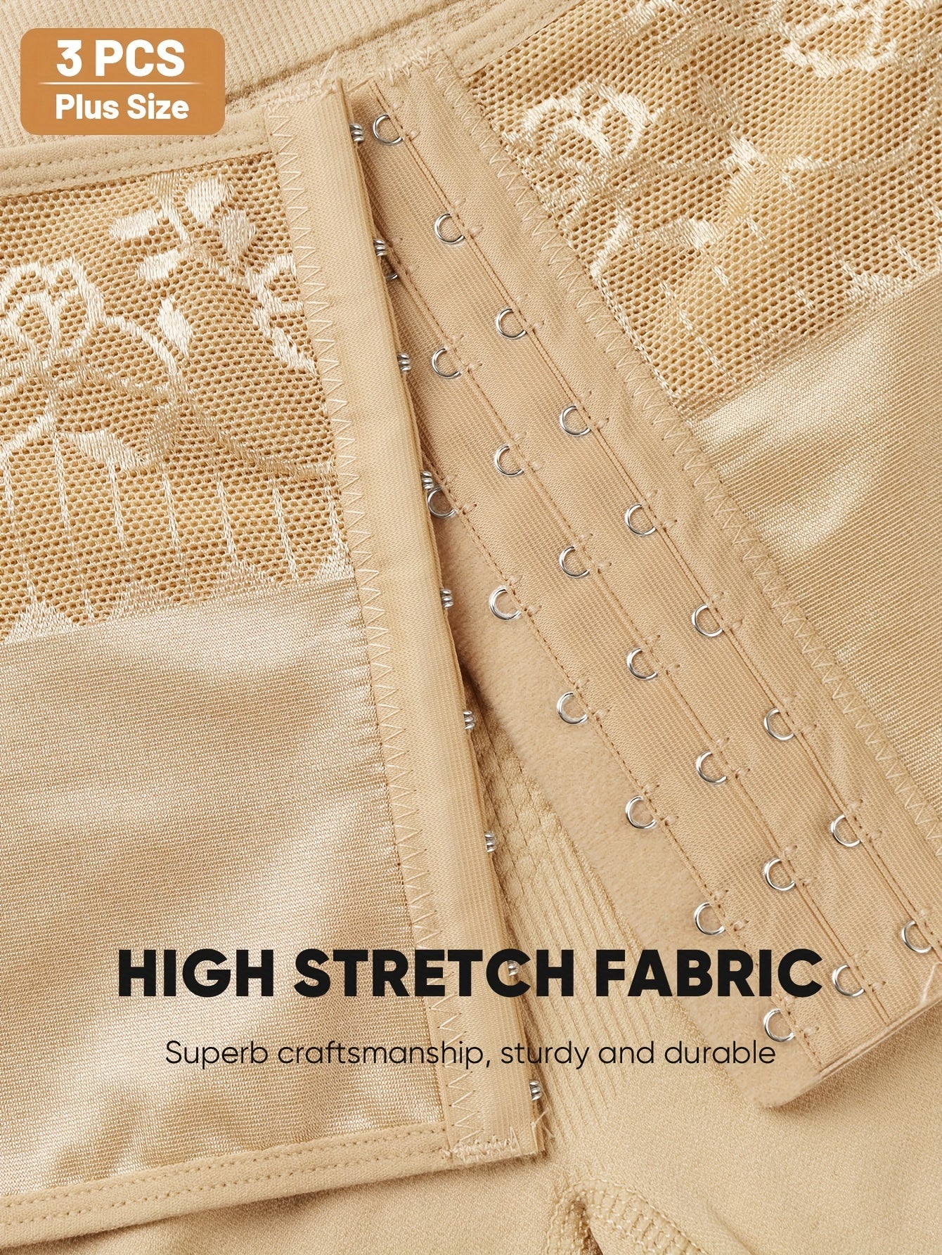 3pcs Value Pack Plus Size Women'S High-Waisted Tummy Control Shapewear Shorts - Seamless, Breathable Nylon Fabric, Medium Stretch, Easy Care & Quick-Dry, Non-Slip Waistband for, & Casual Attire (1XL-5XL)