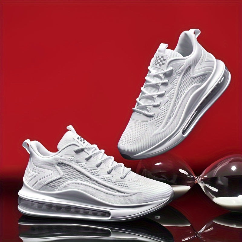 Ténis de malha respirável para homem - Ténis de corrida de cano médio com amortecimento antiderrapante e absorção de impacto, fecho com atacadores, ideal para ginásio, basquetebol e todas as estações. Calçado moderno e durável para atividades físicas.