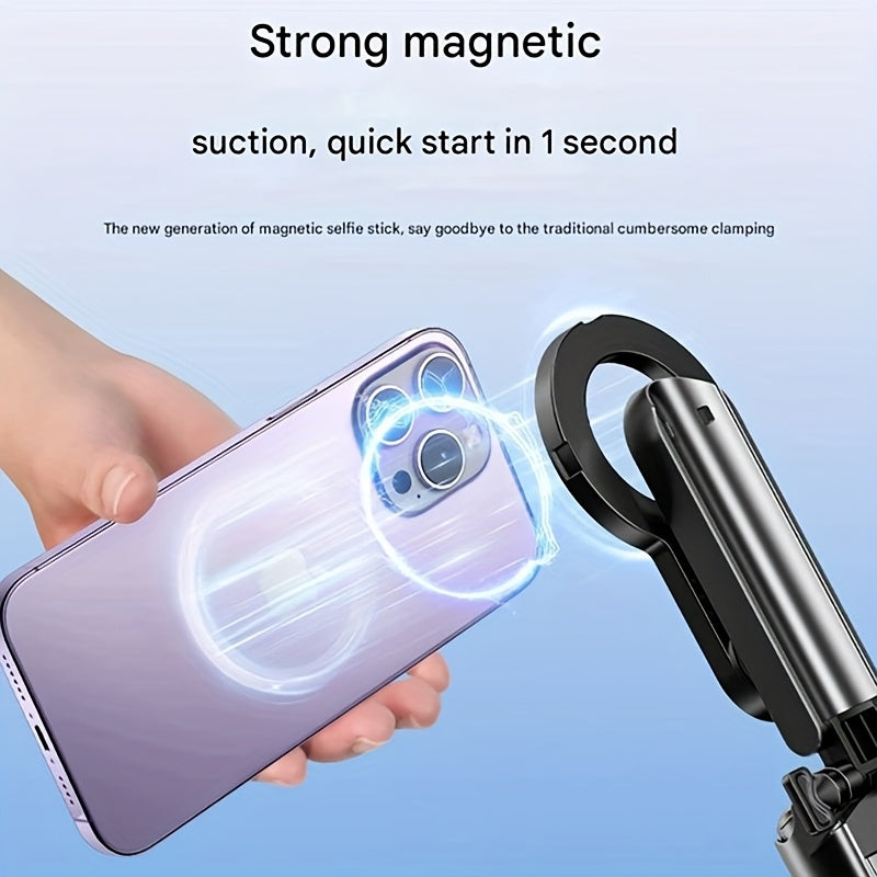4-in-1 Multi-function Selfie Stick with Wireless Remote Control | Magnetic, Cell Phone Clip Dual Combination, 360° Rotation