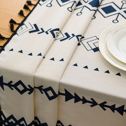 1pc Boho Tablecloth With Tassel, Rectangular Dustproof Table Cover, Suitable For Buffet Tables, Holiday Dinners, Parties, Banquets, Weddings, Home Decor