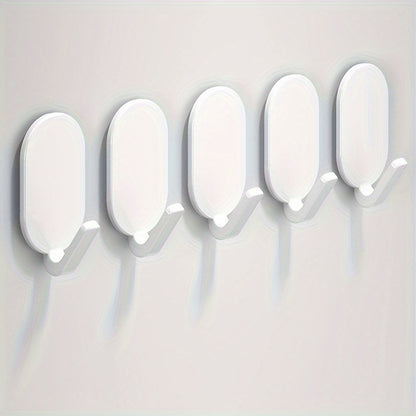 5pcs/Set Bathroom Towel Hook, Wall-Mounted Hanger, Multi-Functional Hook For Hanging Clothes Towel And Robe, Bathroom Accessories