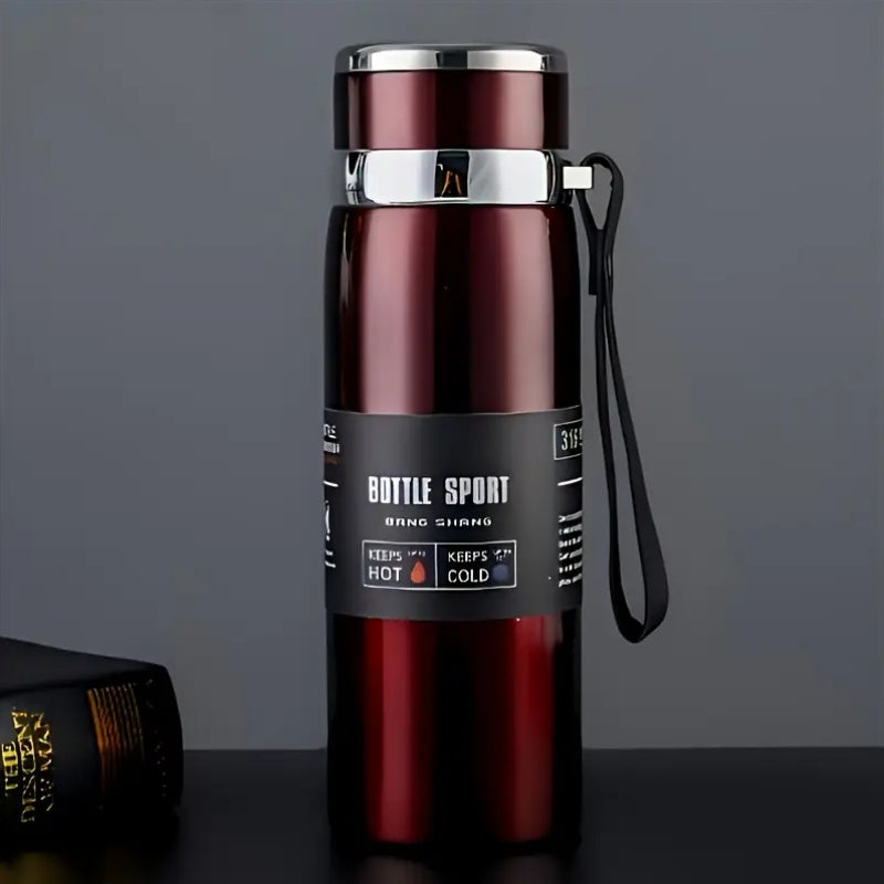 1000ml/33.8oz Stainless Steel Thermos - Double-Wall Vacuum Insulated Cup with Leakproof Lid, 24-Hour Hot/Cold Retention, Large Mouth for Easy Cleaning - Matte Finish, Ideal for Camping, Hiking, Office, Travel - Keeps Drinks H