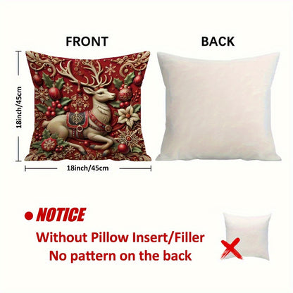 4pcs Festive Velvet Throw Pillow Covers, Christmas Santa, Reindeer, Snowman, and Tree Designs, Soft Comfortable Cushion Cases for Home Sofa and Bed Decor, Contemporary Style, Zippered Linen Fabric, Machine Washable