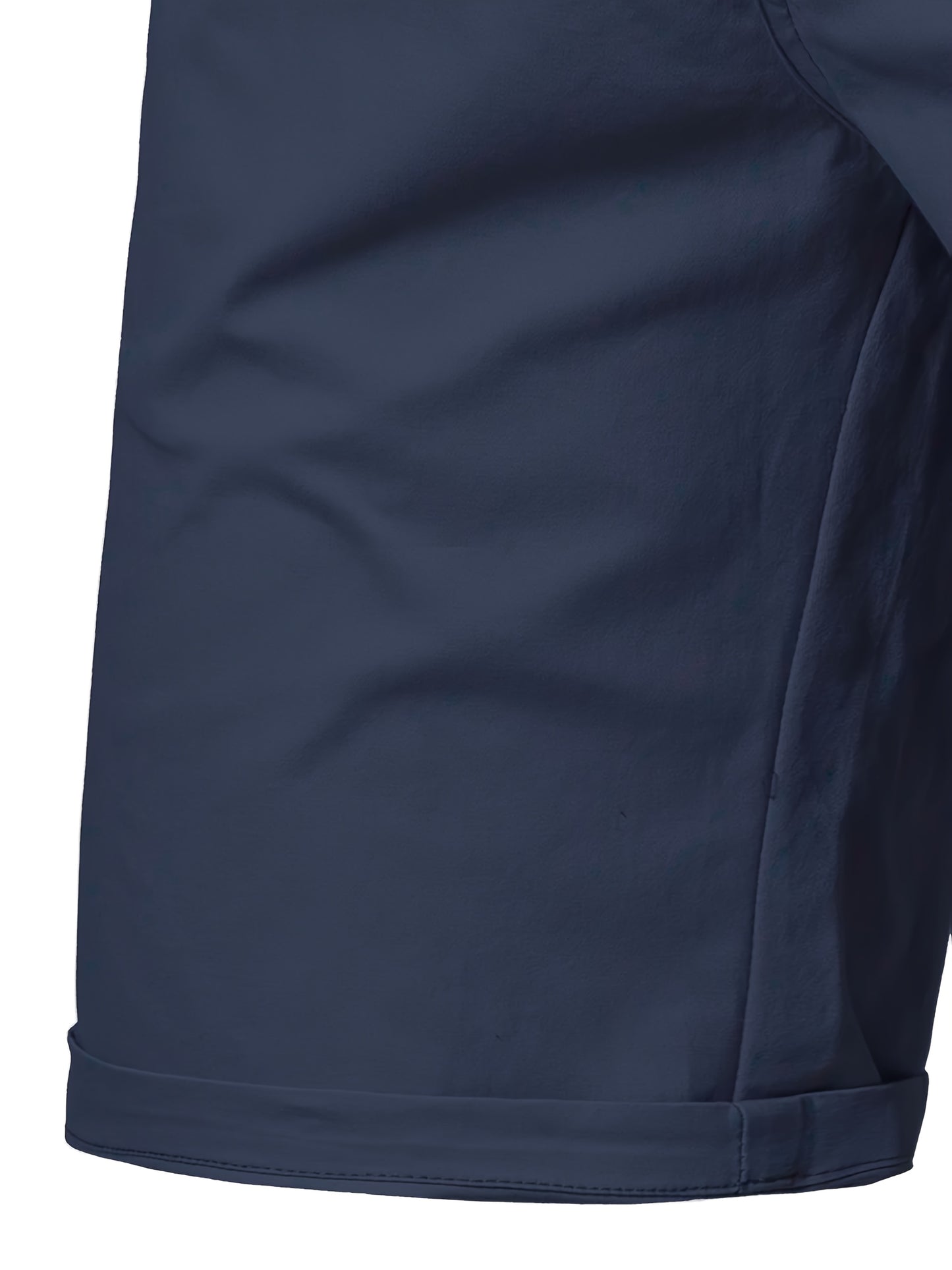 Men'S Classic Solid Color Polyester Short Pants, Casual Golf Wear, Mid Waist, Regular Fit, Slight Stretch Fabric, with Pocket