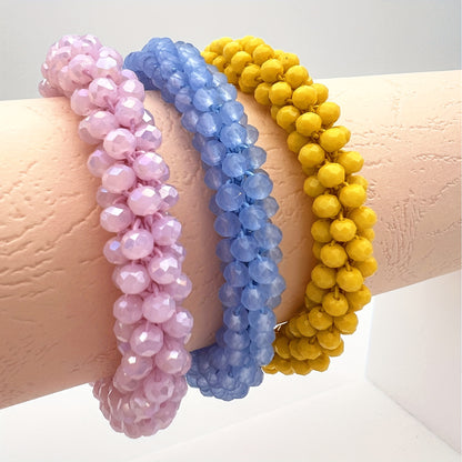 Esbbela 3pcs Bracelet Set Holiday Gift Beaded Artificial Crystal Stackable Strap Set with Elasticity Suitable for Women Men 16.51-20.32cm Daily Vacation