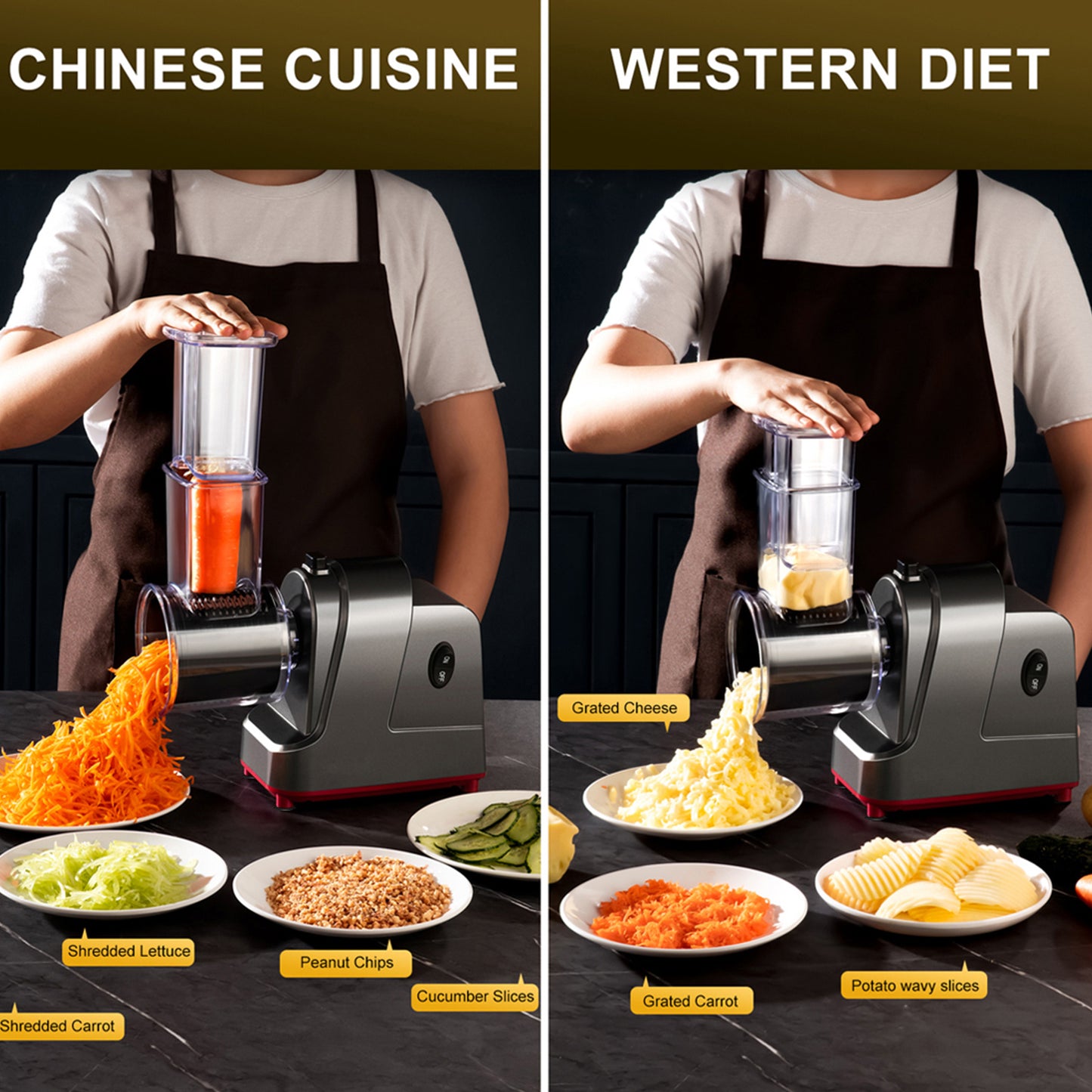 Electric Vegetable Cutter, Multifunctional Kitchen Vegetable Shredder, Potato Slicer, Saved Fruits and Vegetables in Time for Home, Restaurants, and More