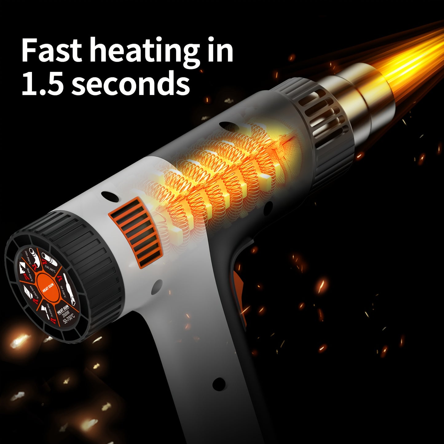 2000W Electric Heat Gun for Car Film Application, Air Dryer & Welding - Compact Packaging, Mini Heat Gun Cordless, Heat Gun with Battery Included, Portable Heat Gun, Hot Air Heat Gun Resin, Heat Gun for Craft, Lightweight Too