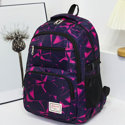 Colorblock Backpack, Casual Design Schoolbag For Travel And School Use, Large Capacity Bag