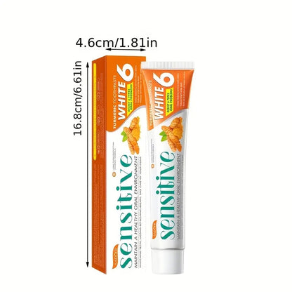 Natural Turmeric Teeth Toothpaste with Ginger Extract - 6-in-1 Formula for Deep Cleaning, Sensitivity Relief & Plaque Control, Whitens Teeth, Freshens Breath, Moisturizing for Healthy Gums, Vegan & Ethically Made, 100g