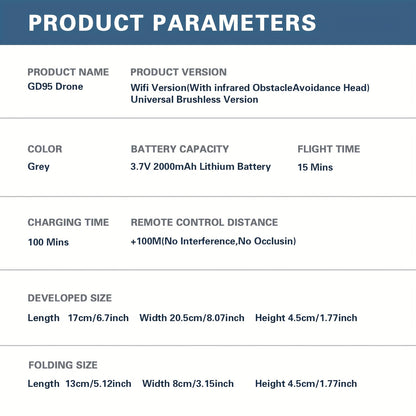 GD95 Quadcopter Drone, Foldable Drone, Drone with 480P Camera, with Gesture Selfie/altitude Hold/one-button Start/with Optical Flow Hovering Function, A Gift for Lovers/family/friends