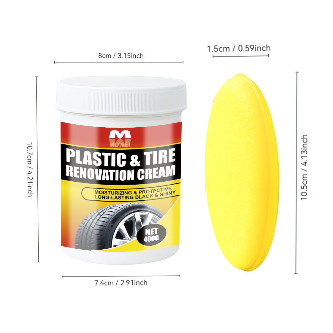 400g Multi-Surface Restorer Cream - Plastic & Tire Black Restoration, Anti-Aging Formula for Car Dashboard, Wheel Hubs, Sofa Seats - Universal Use, Before & After Results