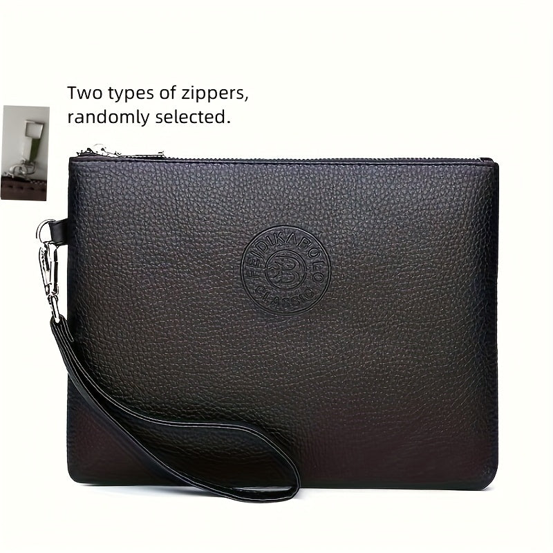 Bolsa de mão macia para homem, bolsa de pulso tipo envelope para uso diário.