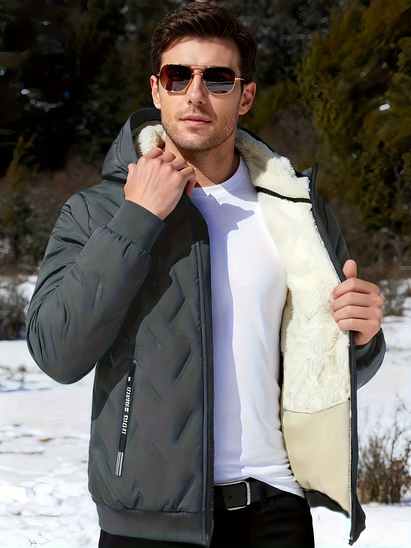 Men'S Heavyweight Winter Jacket - Windproof Cold Weather Coat with Full-Zip Closure, Hooded Insulated Outerwear - Thick Fleece-Lined Insulation for Extreme Cold, Zippered Pockets - Ideal for Skiing, Hiking, Commuting - Fall/W