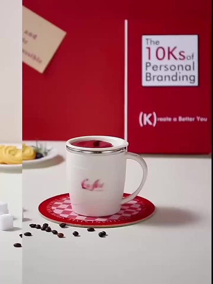 1pc 15.4oz Stainless Steel Coffee Mug with Lid & Measurement Marks - Durable 304 Stainless Steel Cup for Office, Outdoor, or Home Use - White, Black, Red Options, Office Coffee Mug | Sleek Mug Design | Secure Lid Design, Coff