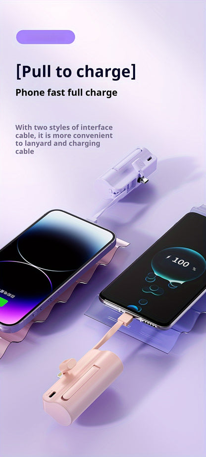 BYGP 5000mAh Mini Portable Charger, USB Type-C, Universal Emergency Power Bank for iPhone 14/13/12 Pro Max, iPad Pro, Samsung Android, Compact Travel Phone Charging Backup Battery Pack, Rechargeable ≤36V