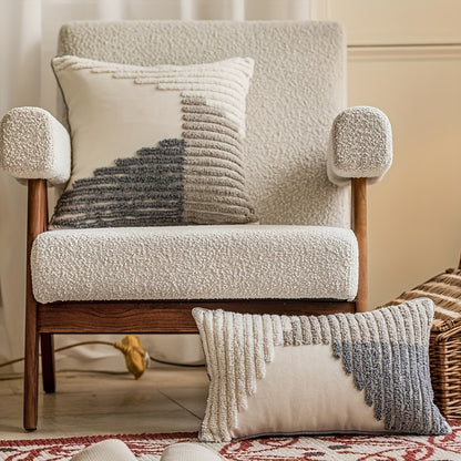 Handmade Textured Throw Pillows - Geometric Design, Soft Faux Fur, And Zipper Closure - Suitable for Sofa, Bed, Or Window Seat