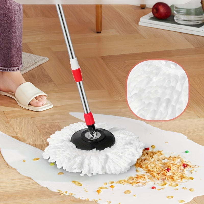 360-degree Rotating Mop and Bucket, 154.94cm Stainless Steel Mop Handle with Adjustable Length, Comes with 3 Ultrafine Fiber Replacement Mop Heads, Very Suitable for Cleaning on Boats, Floor Cleaning, Ceiling Cleaning