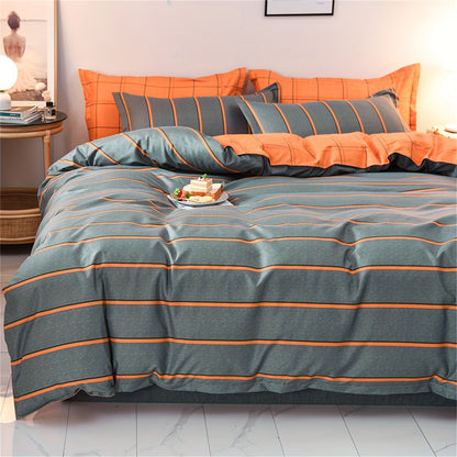 3-Piece Polyester Duvet Cover Set, Striped Print Bedding Set, Soft Comfortable Duvet Cover, For Bedroom, Guest Room (1*Duvet Cover + 2*Pillowcase, no core)